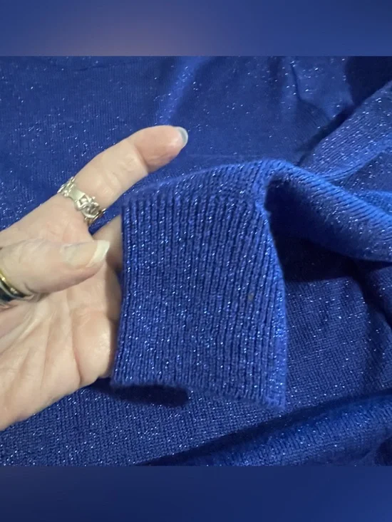 Rochelle California Sparkle Knit Turtleneck Sweater in Bright Periwinkle Blue - Picture 5 of 7